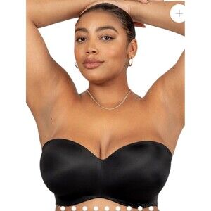 NEW curvy couture smooth strapless multi-way bra black style D1290E size 38G